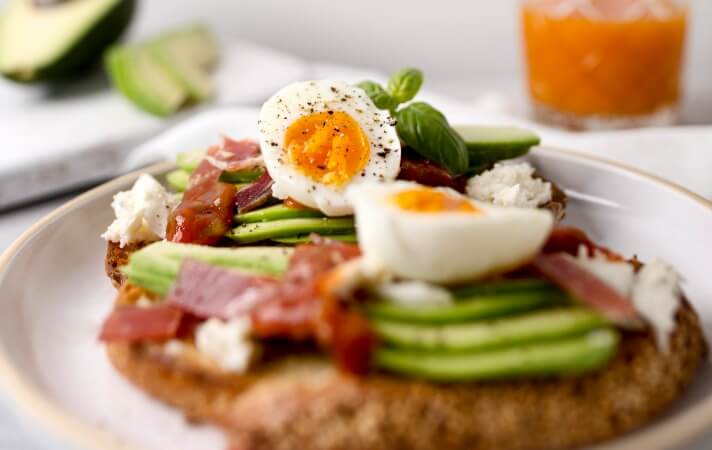 Postpartum meal example – avocado and egg toast.