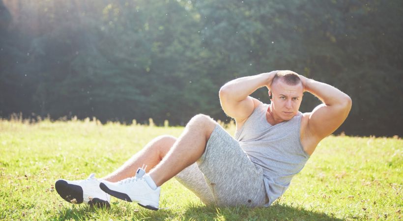 Man working out in the afternoon