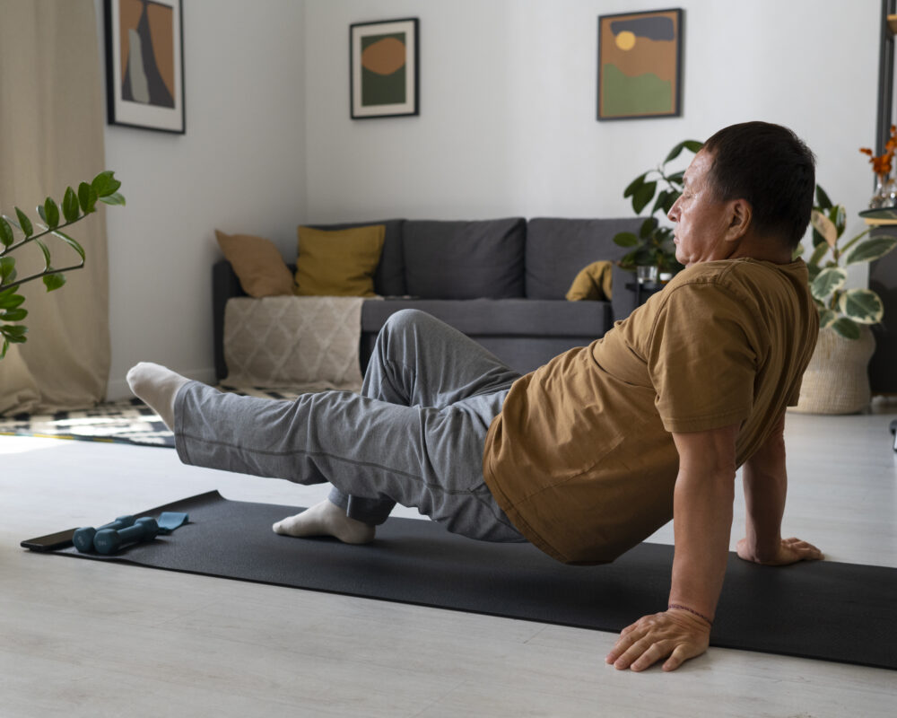 Man working out at home
